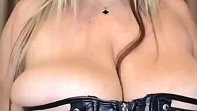 Whoa, check these big natural tits bouncing tight in a corset before bursting free! 💃🍈
