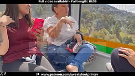 Colombian BBW Removes Sweaty Shoes Socks Cableway Medellin Public Part 1