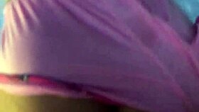 blonde cutie plays with sex toys in parents' bathroom mirror