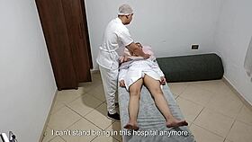 What if the doctor blackmails blonde patient into anal creampie treatment with toys and licks?