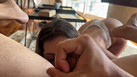 horny latina babe slurps my monster cock swallows every big load