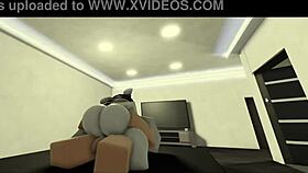 Roblox slut chokes on dick before wild pussy pounding