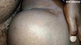 Ebony African couple bent over bed for monster cock doggystyle pounding