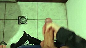 Work bathroom becomes ideal spot for intense JERK OFF session