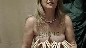 french milf slave autoseance with belt clamps bondage orgasm