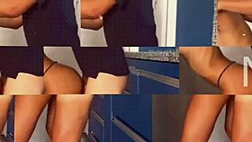 chatty cutie takes double vaginal pounding at home with surprise guests