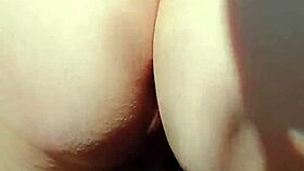 Mature blonde spreads big shaved pussy in garden