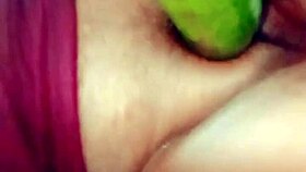 Village Desi Wife Rams Huge Cucumber Deep in Juicy Pussy Outdoors!