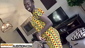 African teen crystal takes massive cock pounding after steamy casting