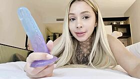 petite blonde latina slut stuffs ass with toys in sloppy anal masturbation frenzy