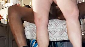 blonde milf rides big black cock back at trailer park before cum on tits