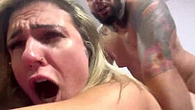 Hot babe bareback creampie in dripping wet pussy