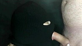 Balaclava hides her face but not that hot mouth slurping my cock