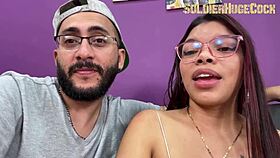 Hey, watch this beauty deepthroat my monster cock sloppy!