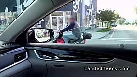 blonde teen hitchhiker bangs stranger hard in the car