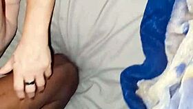 blonde milf rides big black cock back at trailer park before cum on tits