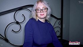 platinum blonde annie archer deepthroats then rides cock doggystyle cumshot