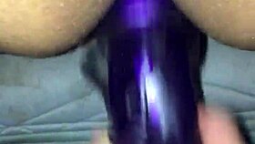 Hey my horny girlfriend loves playing with her dildo toy so much