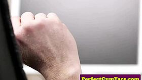 Busty Tattooed Brit Slut Deepthroats Cock in Heels for Quick Jizz Facial