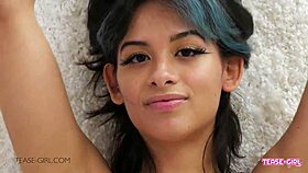 petite 18+ teen reveals her perfect body in close-up view