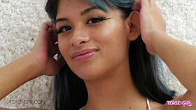 petite 18+ teen reveals her perfect body in close-up view