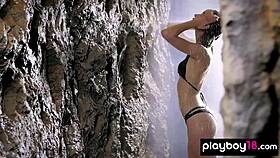 vi shy's petite ukrainian pussy drips wet as she strips teasing her small tits