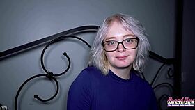 platinum blonde annie archer deepthroats then rides cock doggystyle cumshot