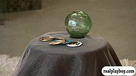 feeling the thrill as sexy blondes share oral fun in group play