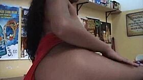 Brunette Flashes at Bar Then Strips in Tub