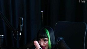 hey gothic babe sucks cock shows tits in sheer red lingerie