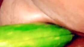 Village Desi Wife Rams Huge Cucumber Deep in Juicy Pussy Outdoors!