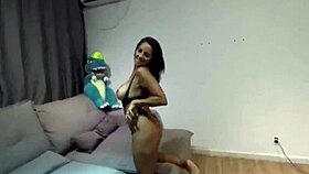 Pretty Brazilian amateur slut bounces wet pussy on thick cock teasingly