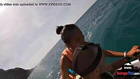 in the thrilling public scene the asian girlfriend eagerly drops to her knees for a pov blowjob on the jetski