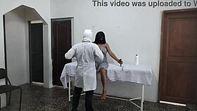 Perverted Doctor Sneaks Doggystyle Fuck with Sexy Latina Patient as Husband Waits Outside