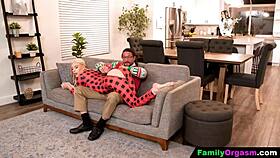 Young cutie railed hard by older stud as woman trims christmas tree 🎄😈