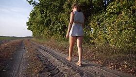 Out walking flashing juicy ass under short skirt 😈🍑👀