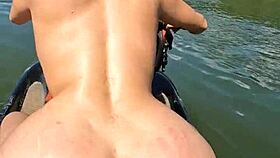 Big ass latina milf pounded hard on jet ski in public outdoor webcam sex