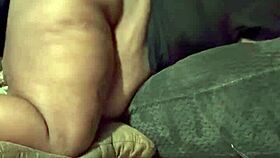 He beats up that pregnant milf's big ass pussy against the beanbag with his black monster cock