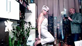 we film testing this old secretary's pussy stretch from the camera view