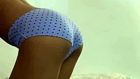 Tiny 18+ teen stuffs panties deep in her plump tight pussy hole