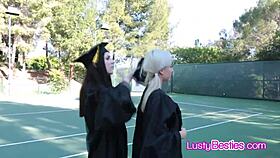 I crave licking my besties' wet pussies at our grad party