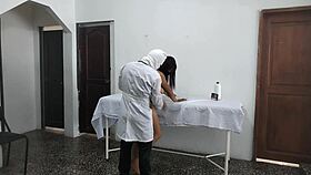 Perverted Doctor Sneaks Doggystyle Fuck with Sexy Latina Patient as Husband Waits Outside