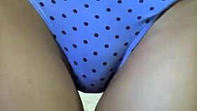 Tiny 18+ teen stuffs panties deep in her plump tight pussy hole