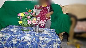 desi indian maid gets bent over fucked doggystyle in tight pussy