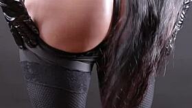 big furry leather tits shaking with huge fake boobs exposed!