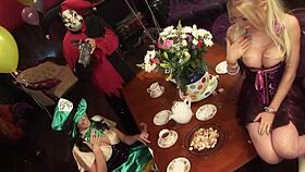 cosplay orgy explodes with cum swapping and fierce tongue fencing action