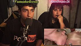 Alison Gonzalez reacts to top Argentinian porn then sucks huge cock