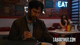 Bent over babe rims ass for loan officer cock