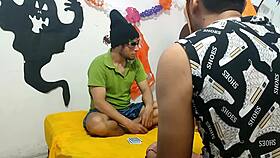 devouring the juicy pussy of sexy halloween witch in costume