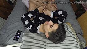 Handjob leads to thick cum mouthful before bedtime